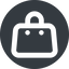 Wide, solid, circle, shopping, cart, market, hand, handbag, bag, bags, handbag-wide icon