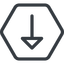 Line, down, normal, hexagon, arrow icon