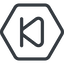 Line, down, normal, hexagon, video, play, forward, backward, mp3, player, pause, step, forward-step icon