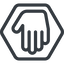 Line, down, normal, solid, hexagon, hand, stop, fingers icon