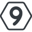 Line, down, normal, hexagon, number, font, digit, 6, six, 9, nine icon