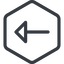 Line, left, normal, hexagon, arrow icon