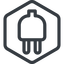 Line, right, normal, hexagon, electricity, plug, charge, charger, electric, electrics, electrical icon