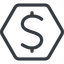Line, normal, hexagon, symbol, money, donate, donation, coin, dollar, currency, us, usa icon