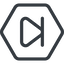 Line, up, normal, hexagon, video, play, forward, backward, mp3, player, pause, step, forward-step icon