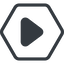 Line, up, normal, hexagon, arrow, video, play, mp3, player, pause, play-solid icon