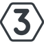 Line, normal, hexagon, three, number, font, digit, 3 icon
