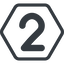 Line, normal, hexagon, number, font, digit, two, 2 icon