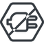 Line, down, normal, hexagon, horizontal, mirror, prohibited, electricity, plug, charge, charger, electric, electrics, electrical icon