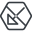 Line, down, normal, hexagon, arrow, prohibited, corner, arrow-corner icon