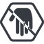 Line, down, normal, solid, hexagon, prohibited, hand, stop, fingers, hand-solid icon