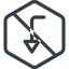 Line, left, normal, hexagon, sign, confirm, horizontal, mirror, arrow, prohibited, key, submit, send, return, enter, return-sign icon