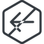 Line, left, hexagon, arrow, direction, prohibited, arrow-simple icon