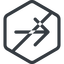 Line, right, hexagon, arrow, direction, prohibited, arrow-simple icon