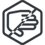 Line, right, normal, solid, hexagon, prohibited, hand, stop, fingers icon