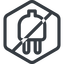 Line, right, normal, hexagon, prohibited, electricity, plug, charge, charger, electric, electrics, electrical icon