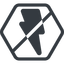 Line, normal, solid, hexagon, horizontal, mirror, prohibited, lightning, bolt, electricity, thunder, lightning-solid icon