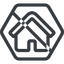 Line, normal, hexagon, small, home, house, prohibited, home-small icon