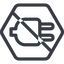 Line, up, normal, hexagon, prohibited, electricity, plug, charge, charger, electric, electrics, electrical icon