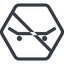 Line, normal, hexagon, prohibited, skateboard, board, skate, sk8 icon