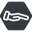 Down, normal, solid, hexagon, horizontal, mirror, healthcare, help, care, gift, hand, giving, giving-hand, love, give icon