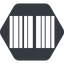 Down, normal, solid, hexagon, barcode icon