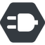 Down, normal, solid, hexagon, electricity, plug, charge, charger, electric, plug-solid, electrics, electrical icon