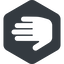 Right, normal, solid, hexagon, horizontal, mirror, hand, stop, fingers, hand-solid icon