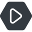 Up, normal, solid, hexagon, arrow, video, play, mp3, player, pause icon