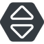 Up, normal, solid, hexagon, order, sort icon