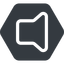 Normal, solid, hexagon, speaker, volume, mute, unmute, music, sound, loudspeaker icon