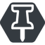 Up, normal, solid, hexagon, thumbtack, pin, unpin icon