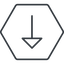 Thin, line, down, hexagon, arrow, arrow-thin icon