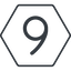 Thin, line, down, hexagon, number, font, digit, 6, six, six-thin, 9, nine icon