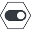 Thin, line, down, solid, hexagon, setting, apple, on, off, ios, switch, button, radio, switch-solid icon