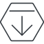 Thin, line, down, hexagon, upload, uploaded, uploading, upload-thin icon