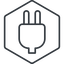 Thin, line, left, hexagon, electricity, plug, charge, charger, electric, plug-thin, electrics, electrical icon