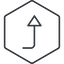 Thin, line, right, hexagon, sign, confirm, horizontal, mirror, arrow, key, submit, send, return, enter, return-sign, return-sign-thin icon
