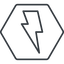 Thin, line, solid, hexagon, horizontal, mirror, lightning, bolt, electricity, thunder, lightning-thin icon