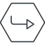 Thin, line, up, hexagon, sign, confirm, horizontal, mirror, arrow, key, submit, send, return, enter, return-sign, return-sign-thin icon