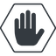 Thin, line, up, solid, hexagon, hand, stop, fingers, hand-solid icon