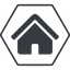 Thin, line, solid, hexagon, small, home, home-small-solid icon