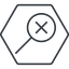 Thin, line, up, hexagon, cross, search, magnifying, glass, research, magnifying-glass, keywords, keyword, glass-cross, no-result, magnifying-glass-cross-thin, magnifying-glass-cross icon