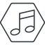 Thin, line, hexagon, mute, unmute, music, note, musical, notes, music-thin icon