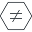 Thin, line, hexagon, sign, not, symbol, math, mathematics, inequality, mathematical, equal, not-equal, different, not-equal-thin, maths icon
