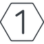 Thin, line, hexagon, number, font, one, digit, one-thin, 1 icon