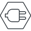 Thin, line, up, hexagon, electricity, plug, charge, charger, electric, plug-thin, electrics, electrical icon