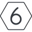 Thin, line, hexagon, number, font, digit, 6, six, six-thin, 9, nine icon