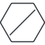 Thin, line, solid, hexagon, slash, division, slant, obelus, anti-slash, slash-thin icon