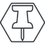 Thin, line, up, hexagon, thumbtack, pin, unpin, thumbtack-thin icon